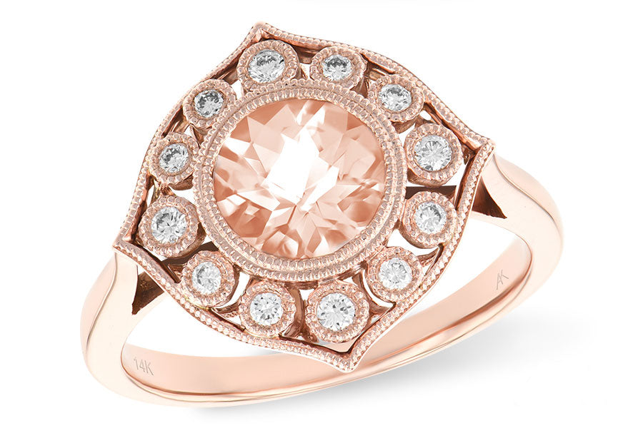 Allison Kaufman Morganite & Diamond Ring in 14K Rose Gold, 1.05 ctw