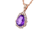 Allison Kaufman Amethyst & Diamond Necklace in 14K Rose Gold, 1.68 ctw, alternate view