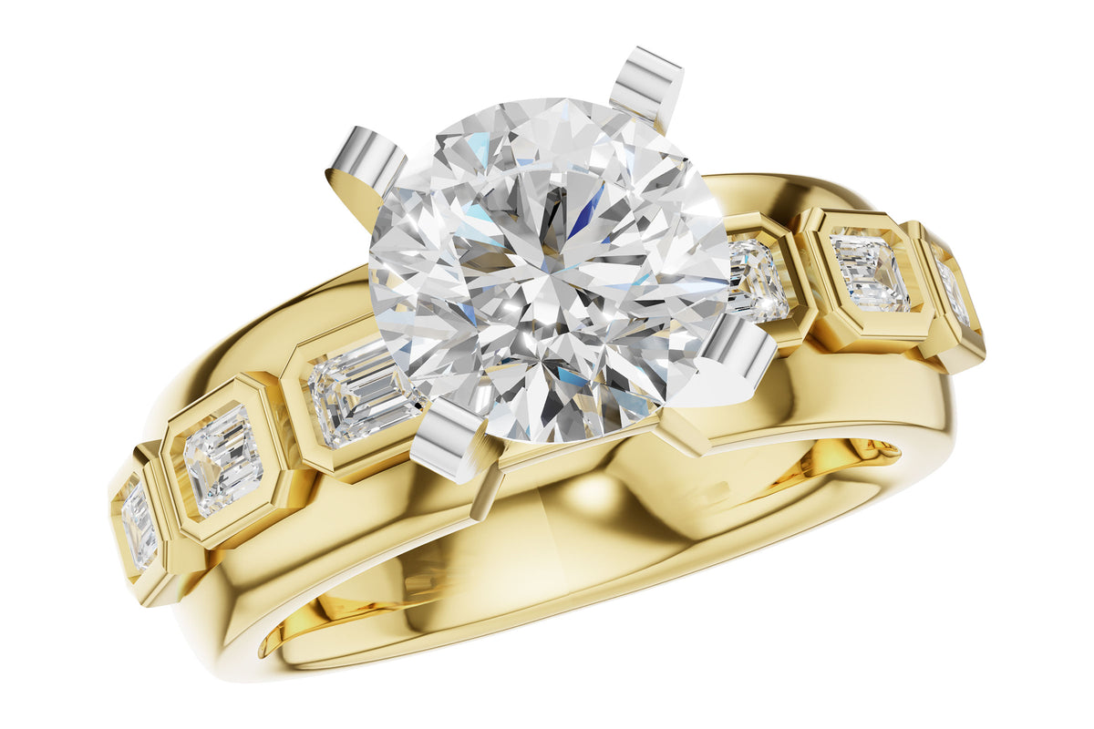 Allison Kaufman Fancy-Cut Diamond Engagement Ring Semi-Mount in 14K Yellow Gold, 0.50 ctw