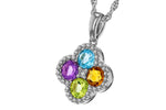 Allison Kaufman Multi-Gemstone & Diamond Necklace in 14K White Gold, 1.29 ctw, alternate view