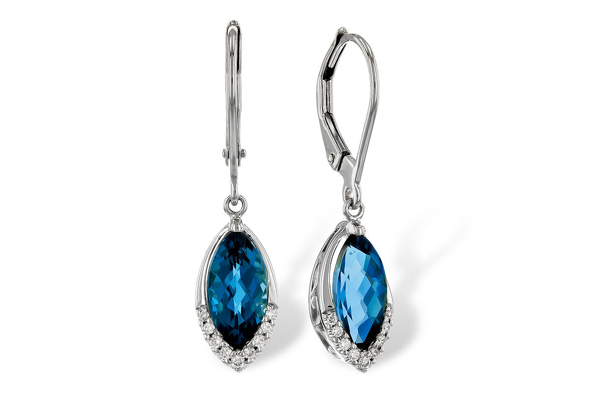 Allison Kaufman London Blue Topaz & Diamond Earrings in 14K White Gold, 2.50 ctw