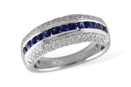 Allison Kaufman Sapphire & Diamond Wedding Band in 14K White Gold, 0.83 ctw (W1986)