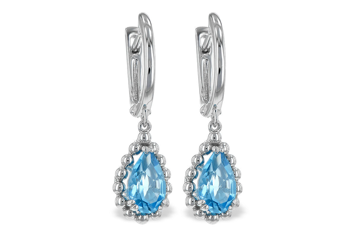 Allison Kaufman Blue Topaz Earrings in 14K White Gold, 1.70 ctw