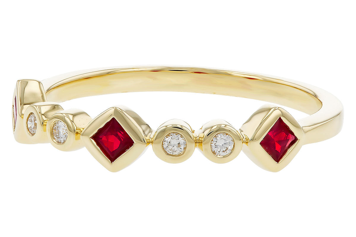 Allison Kaufman Ruby & Diamond Wedding Band in 14K Yellow Gold, 0.27 ctw, alternate view