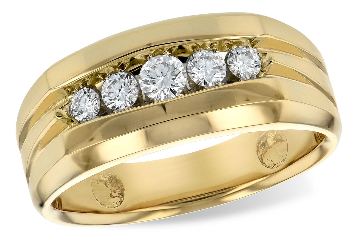 Allison Kaufman Diamond Men's Wedding Band in 14K Yellow Gold, 0.42 ctw