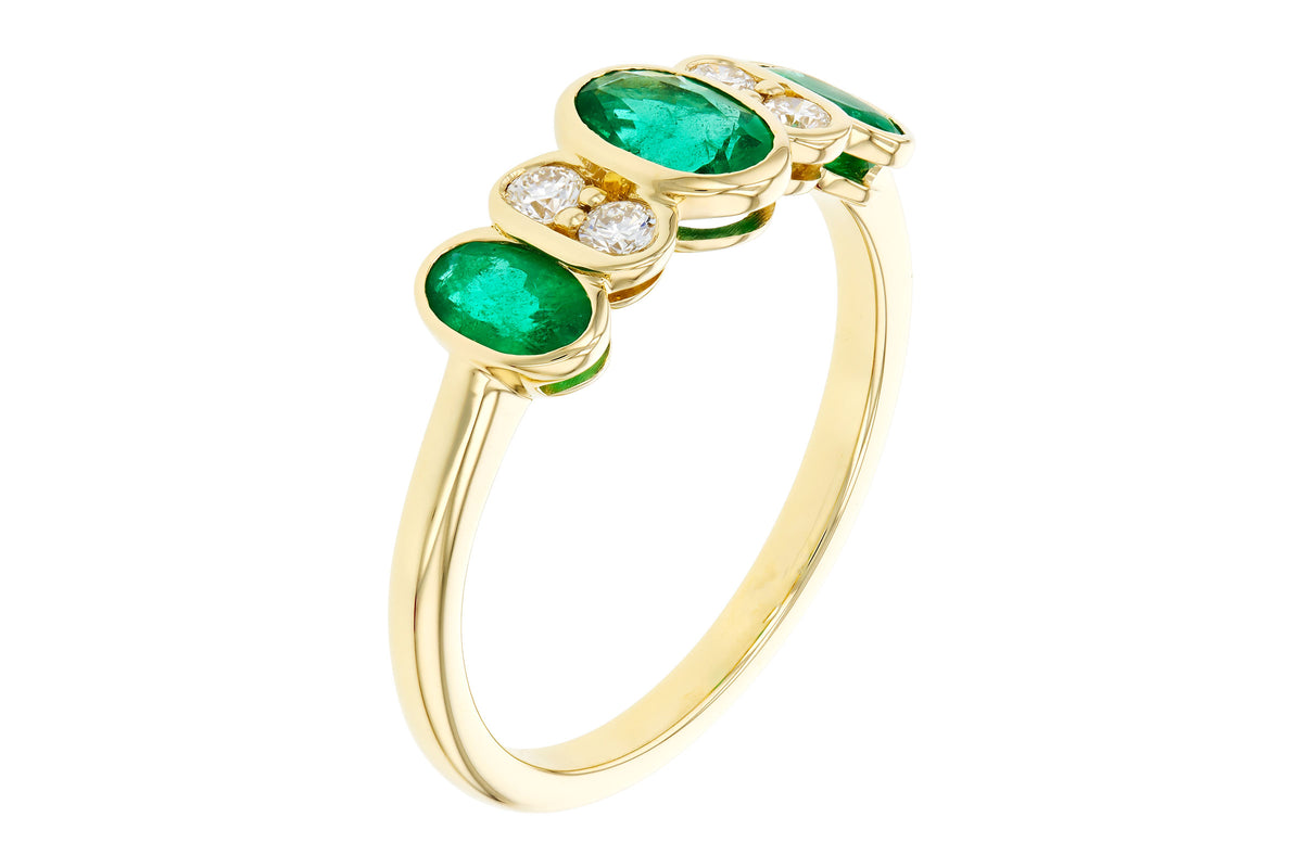 Allison Kaufman Emerald & Diamond Ring in 14K Yellow Gold, 1.05 ctw, alternate view