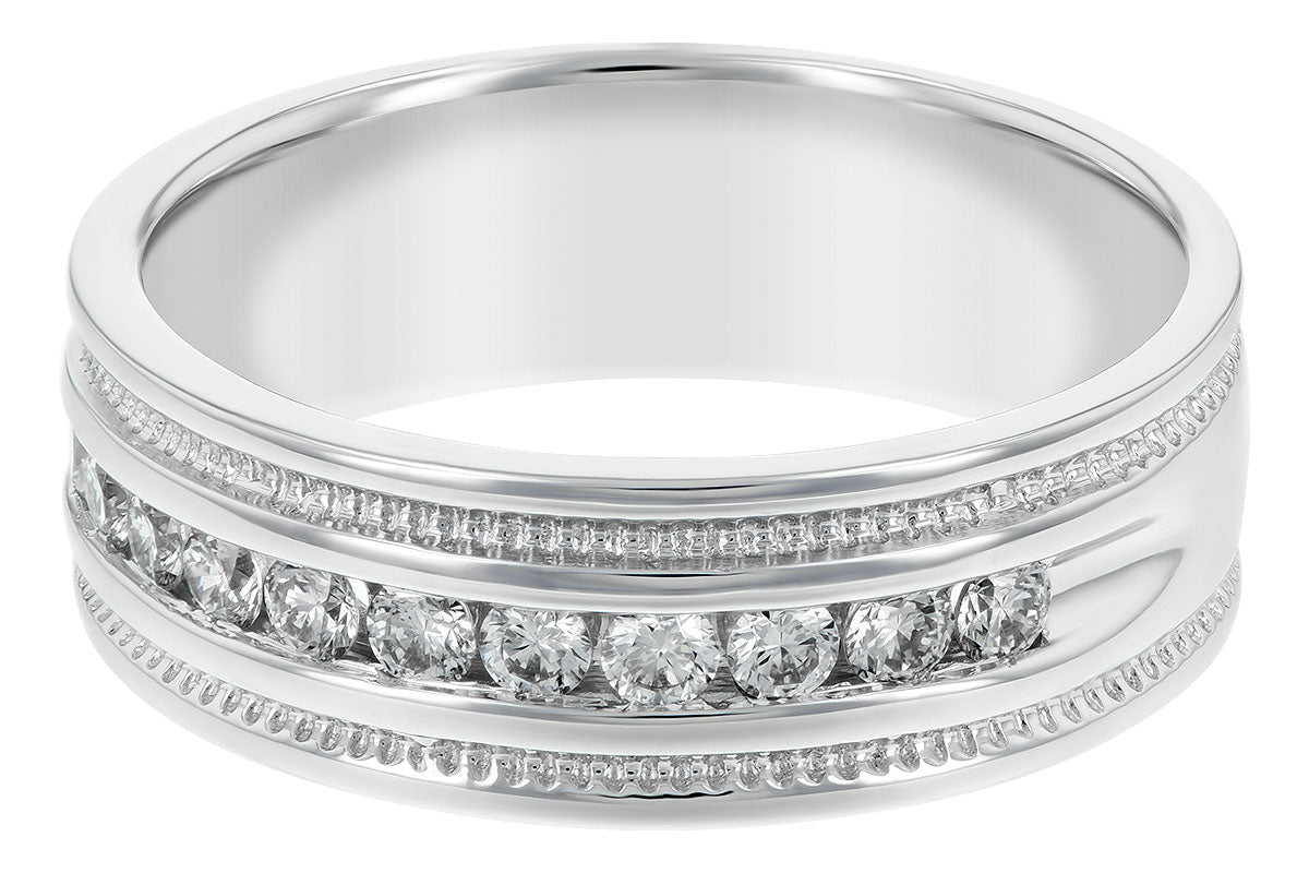 Allison Kaufman Diamond Men's Wedding Band in 14K White Gold, 0.46 ctw, alternate view