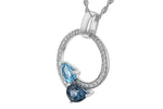 Allison Kaufman Blue Topaz & Diamond Necklace in 14K White Gold, 1.40 ctw, alternate view