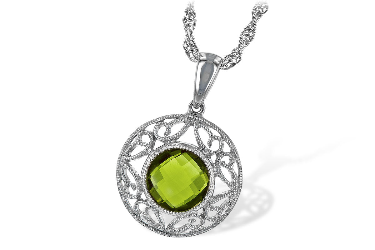 Allison Kaufman Peridot Necklace in 14K White Gold, 1.35 ctw
