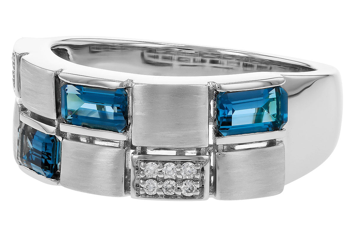 Allison Kaufman London Blue Topaz & Diamond Ring in 14K White Gold, 1.00 ctw, alternate view