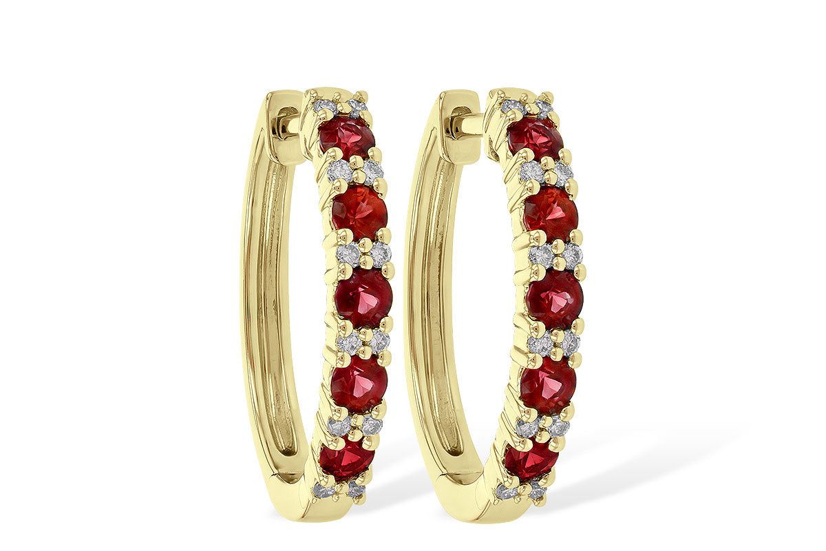 Allison Kaufman Ruby & Diamond Earrings in 14K Yellow Gold, 1.08 ctw