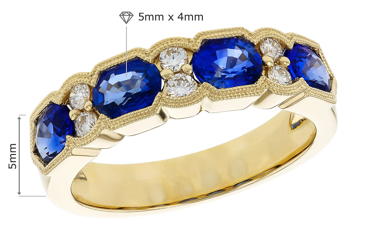 Allison Kaufman Sapphire & Diamond Wedding Band in 14K Yellow Gold, 1.90 ctw (W2295), alternate view