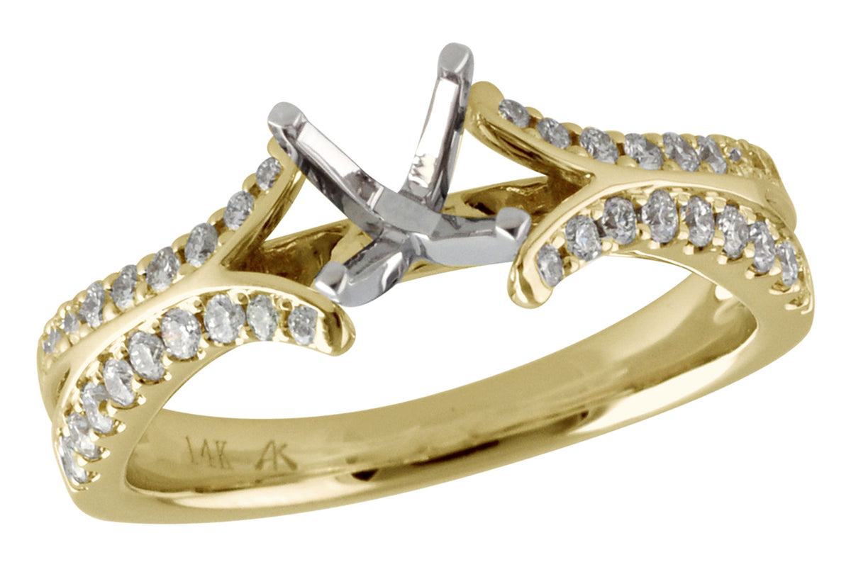 Allison Kaufman Diamond Engagement Ring Semi-Mount in 14K Yellow Gold, 0.33 ctw (L7593)