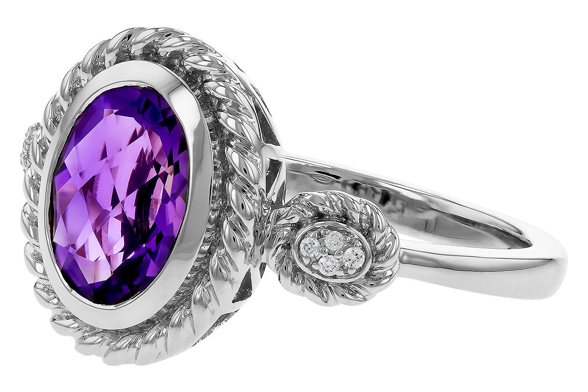 Allison Kaufman Amethyst & Diamond Ring in 14K White Gold, 1.40 ctw, alternate view
