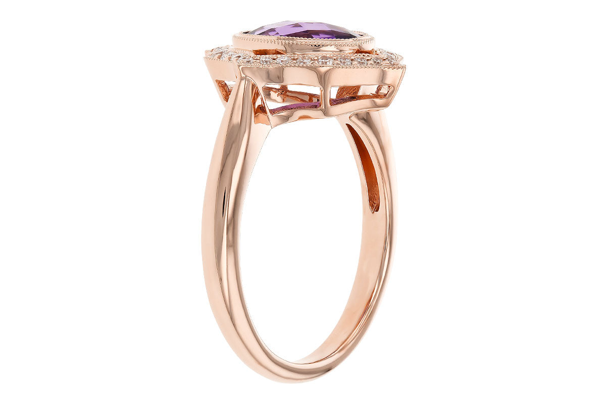 Allison Kaufman Amethyst & Diamond Ring in 14K Rose Gold, 1.70 ctw, alternate view