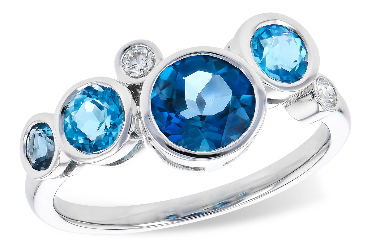 Allison Kaufman Blue Topaz & Diamond Ring in 14K White Gold, 1.45 ctw