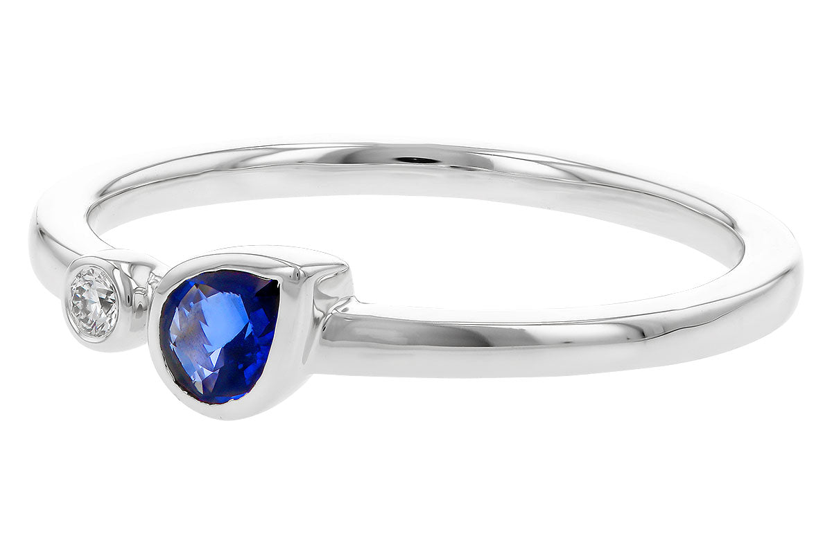 Allison Kaufman Sapphire & Diamond Ring in 14K White Gold, 0.28 ctw, alternate view