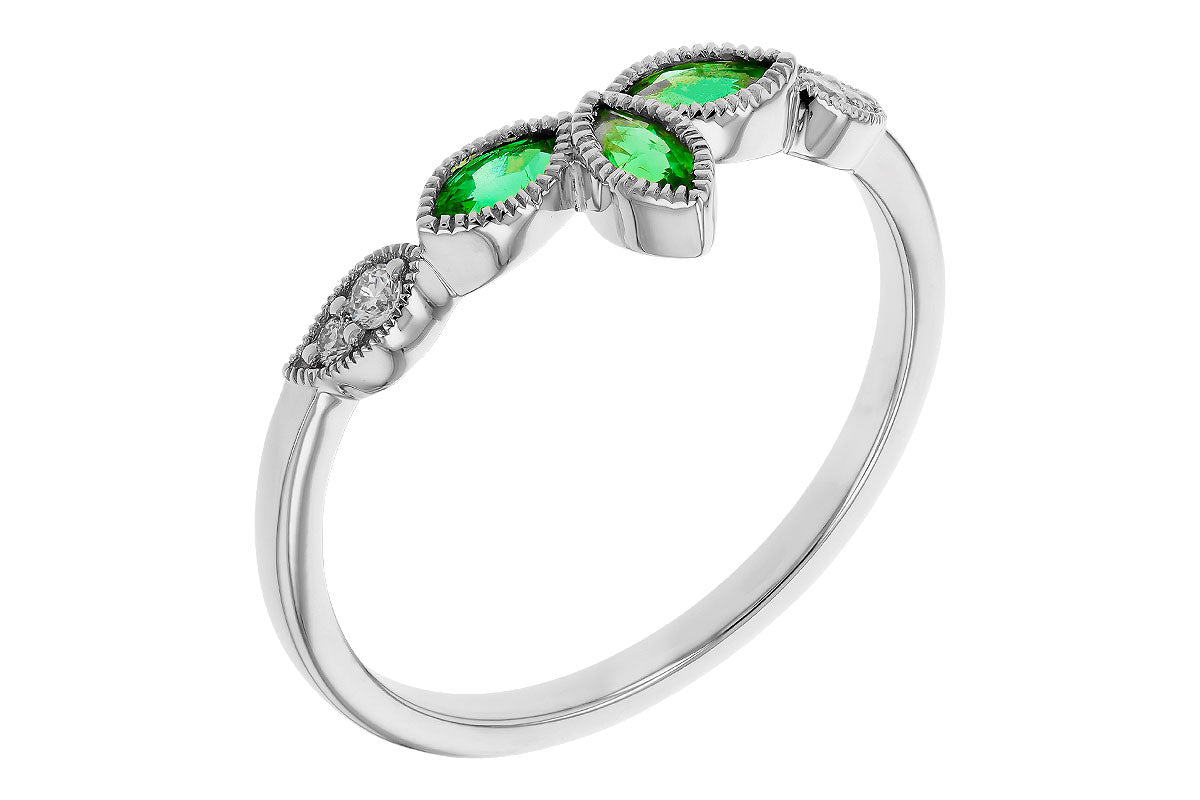 Allison Kaufman Emerald & Diamond Band Enhancer in 14K White Gold, 0.28 ctw, alternate view