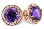 Allison Kaufman Amethyst & Diamond Earrings in 14K Rose Gold, 3.82 ctw