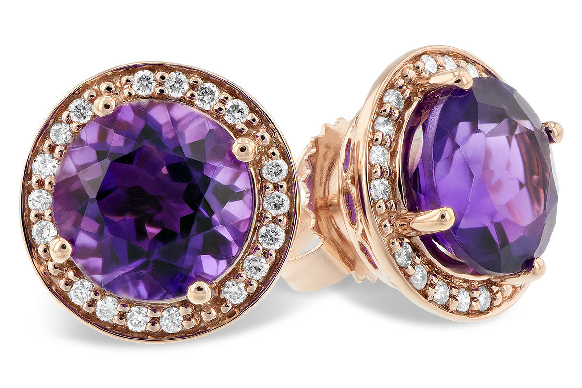 Allison Kaufman Amethyst & Diamond Earrings in 14K Rose Gold, 3.82 ctw