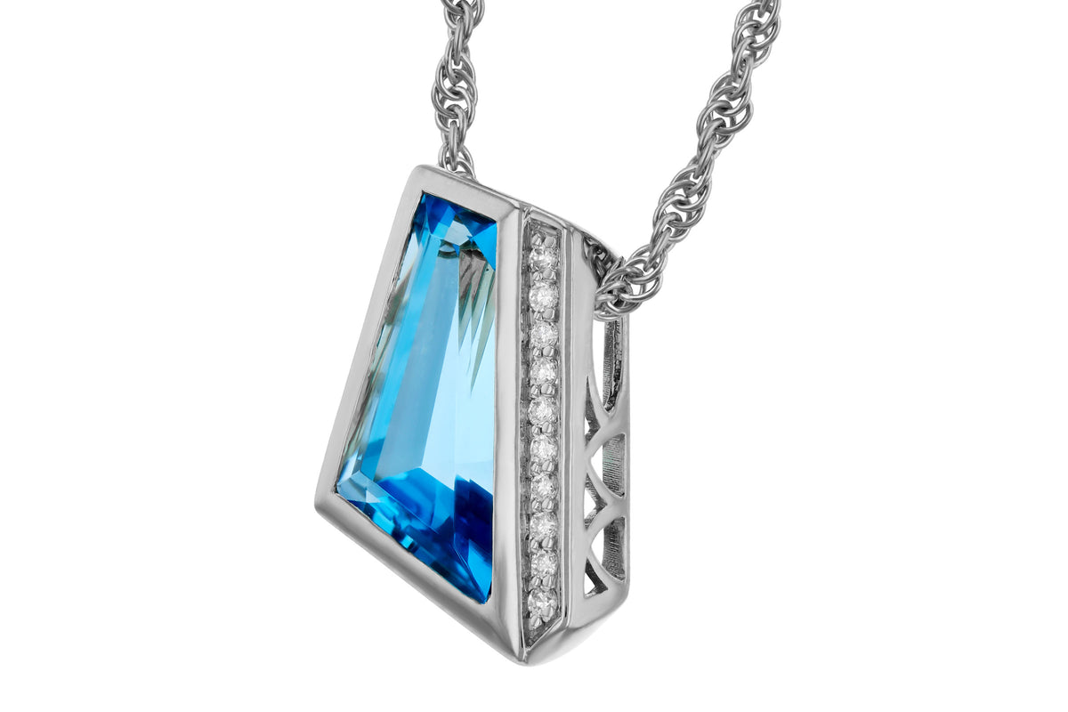 Allison Kaufman Blue Topaz & Diamond Necklace in 14K White Gold, 2.46 ctw, alternate view