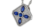 Allison Kaufman Sapphire & Diamond Necklace in 14K White Gold, 1.20 ctw, alternate view