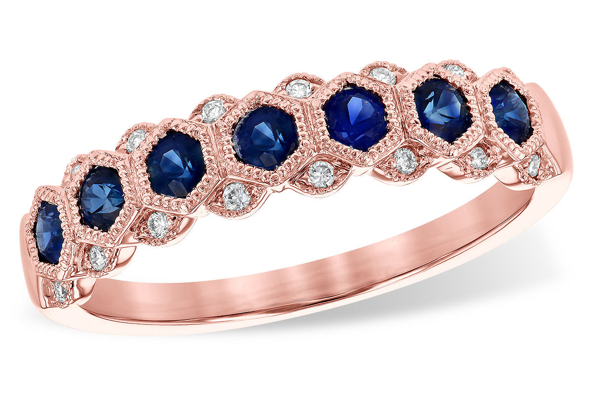 Allison Kaufman Sapphire & Diamond Wedding Band in 14K Rose Gold, 0.54 ctw