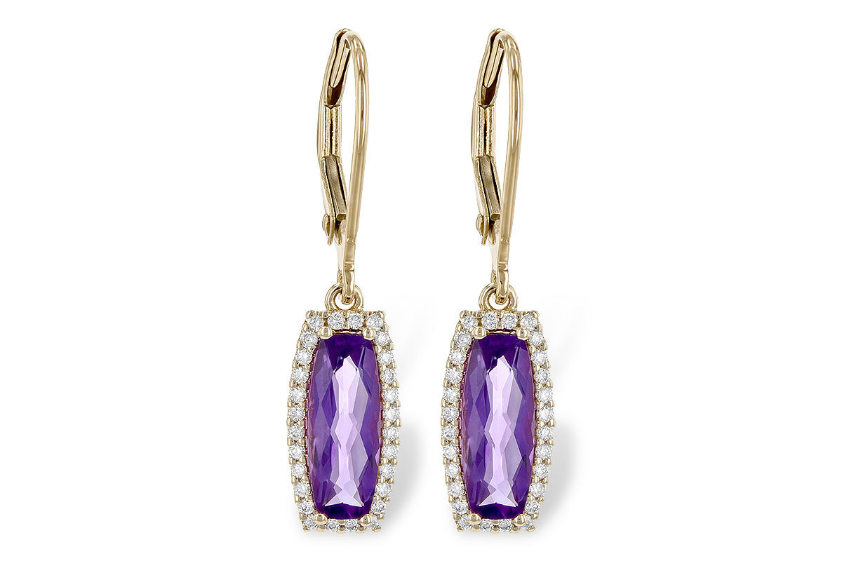 Allison Kaufman Amethyst & Diamond Earrings in 14K Yellow Gold, 1.78 ctw