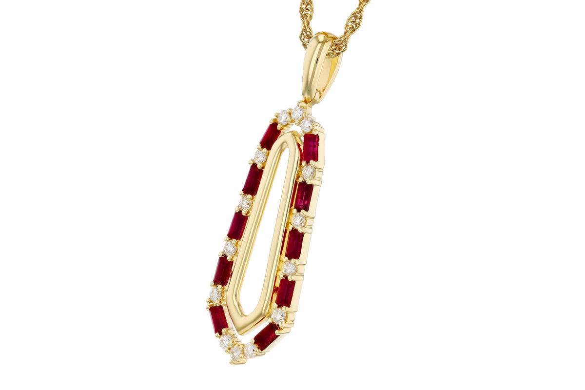 Allison Kaufman Ruby & Diamond Necklace in 14K Yellow Gold, 0.92 ctw, alternate view