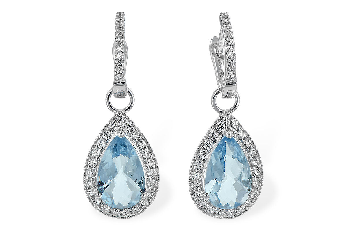 Allison Kaufman Aquamarine & Diamond Earrings in 14K White Gold, 3.88 ctw