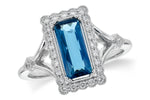 Allison Kaufman London Blue Topaz & Diamond Ring in 14K White Gold, 1.75 ctw