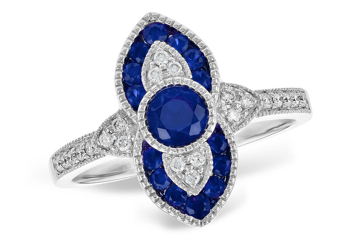 Allison Kaufman Sapphire & Diamond Ring in 14K White Gold, 0.75 ctw (D5837)