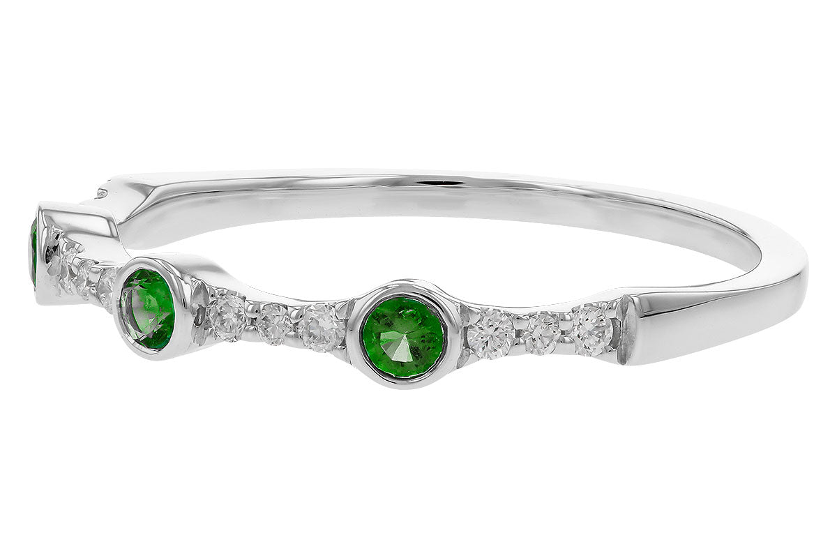 Allison Kaufman Emerald & Diamond Wedding Band in 14K White Gold, 0.20 ctw (W2629), alternate view