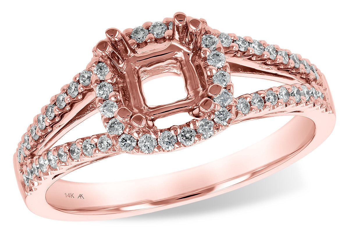 Allison Kaufman Diamond Engagement Ring Semi-Mount in 14K Rose Gold, 0.30 ctw (LR127-30)