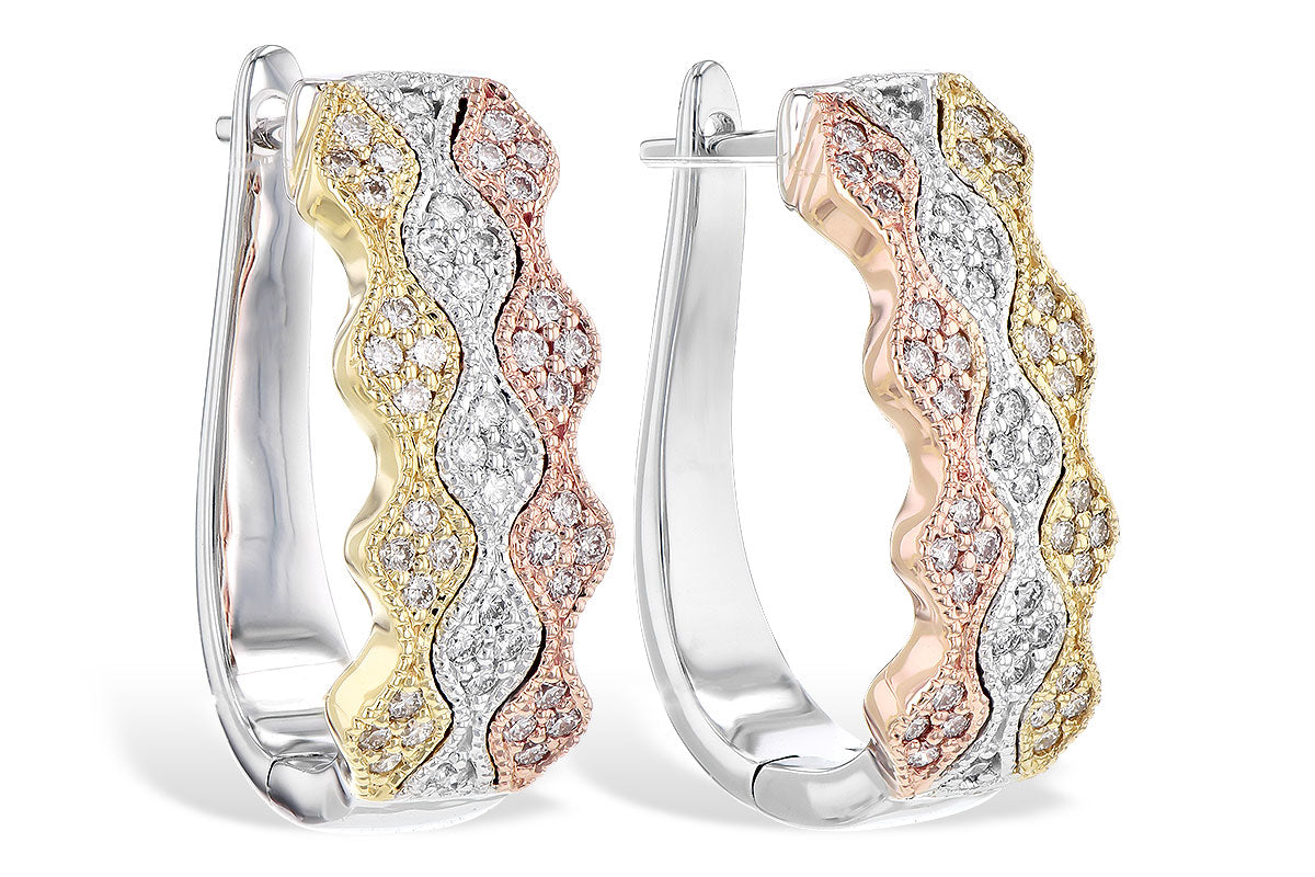 Allison Kaufman Diamond Earrings in 14K Tri-Tone Gold, 0.55 ctw