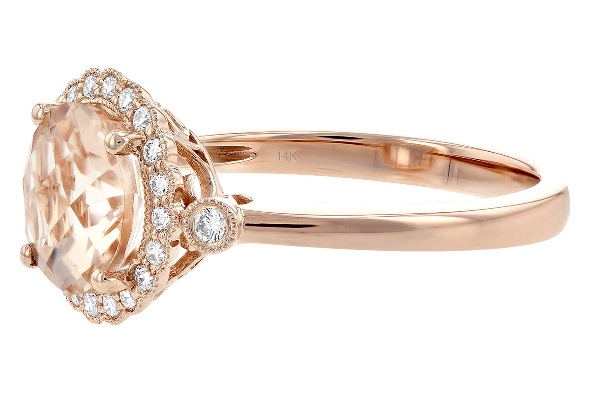 Allison Kaufman Morganite & Diamond Ring in 14K Rose Gold, 1.72 ctw, alternate view