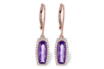 Allison Kaufman Amethyst & Diamond Earrings in 14K Rose Gold, 1.78 ctw