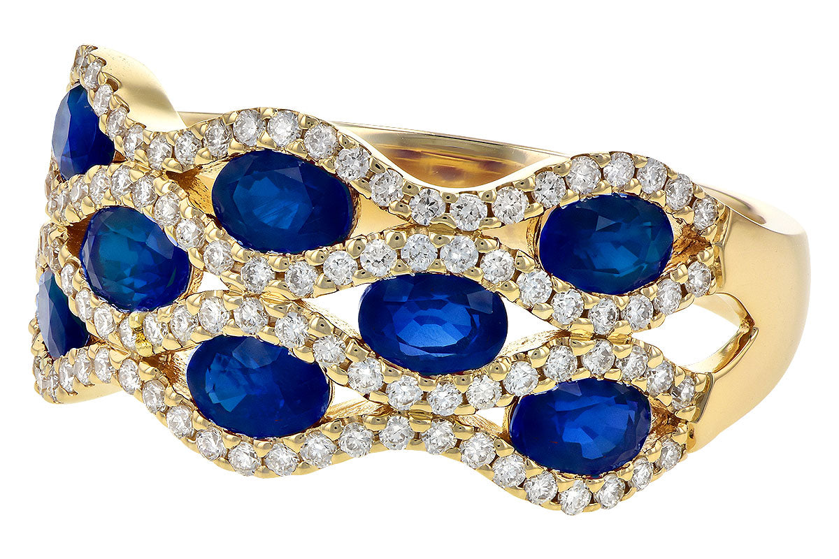 Allison Kaufman Sapphire & Diamond Wedding Band in 14K Yellow Gold, 2.18 ctw, alternate view