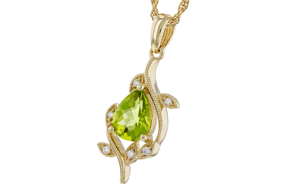 Allison Kaufman Peridot & Diamond Necklace in 14K Yellow Gold, 1.21 ctw, alternate view