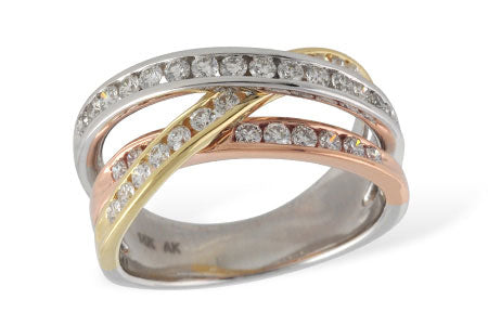 Allison Kaufman Diamond Anniversary Band in 14K Tri-Tone Gold, 0.77 ctw