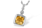 Allison Kaufman Citrine & Diamond Necklace in 14K White Gold, 1.26 ctw