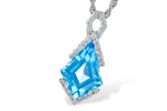 Allison Kaufman Blue Topaz & Diamond Necklace in 14K White Gold, 2.53 ctw
