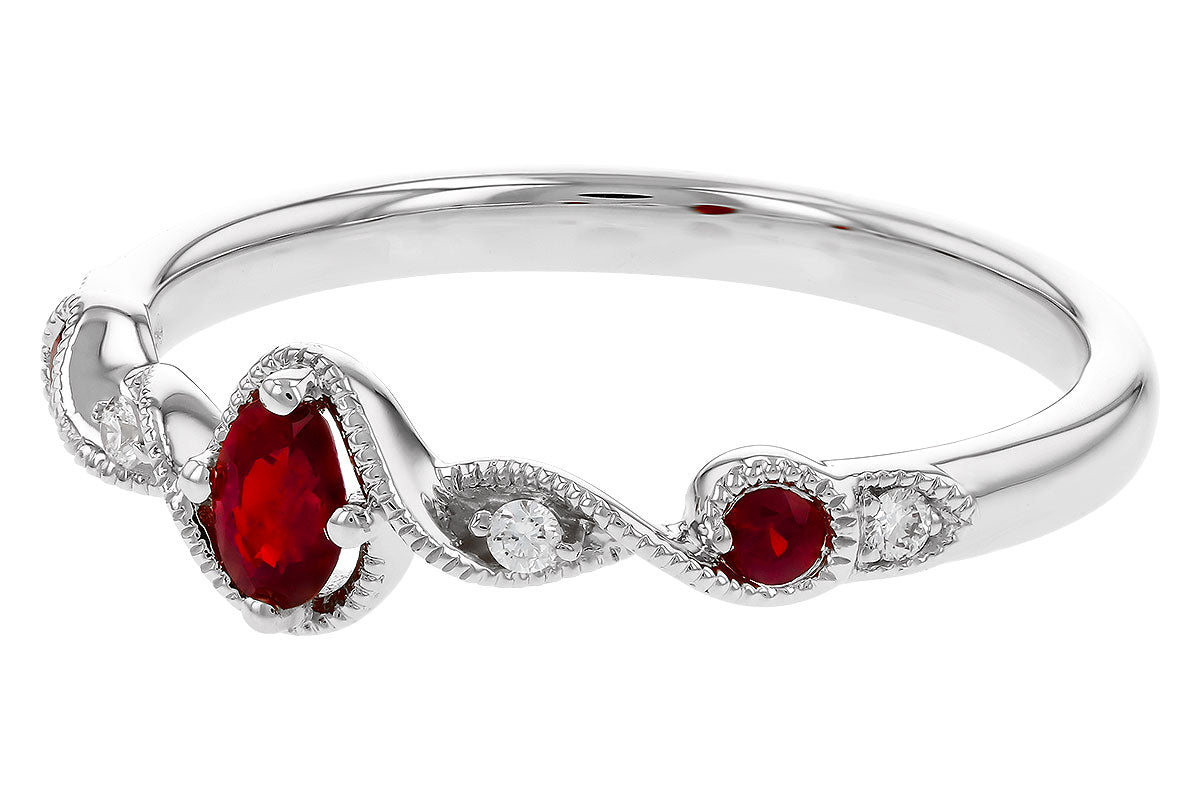 Allison Kaufman Ruby & Diamond Ring in 14K White Gold, 0.31 ctw, alternate view