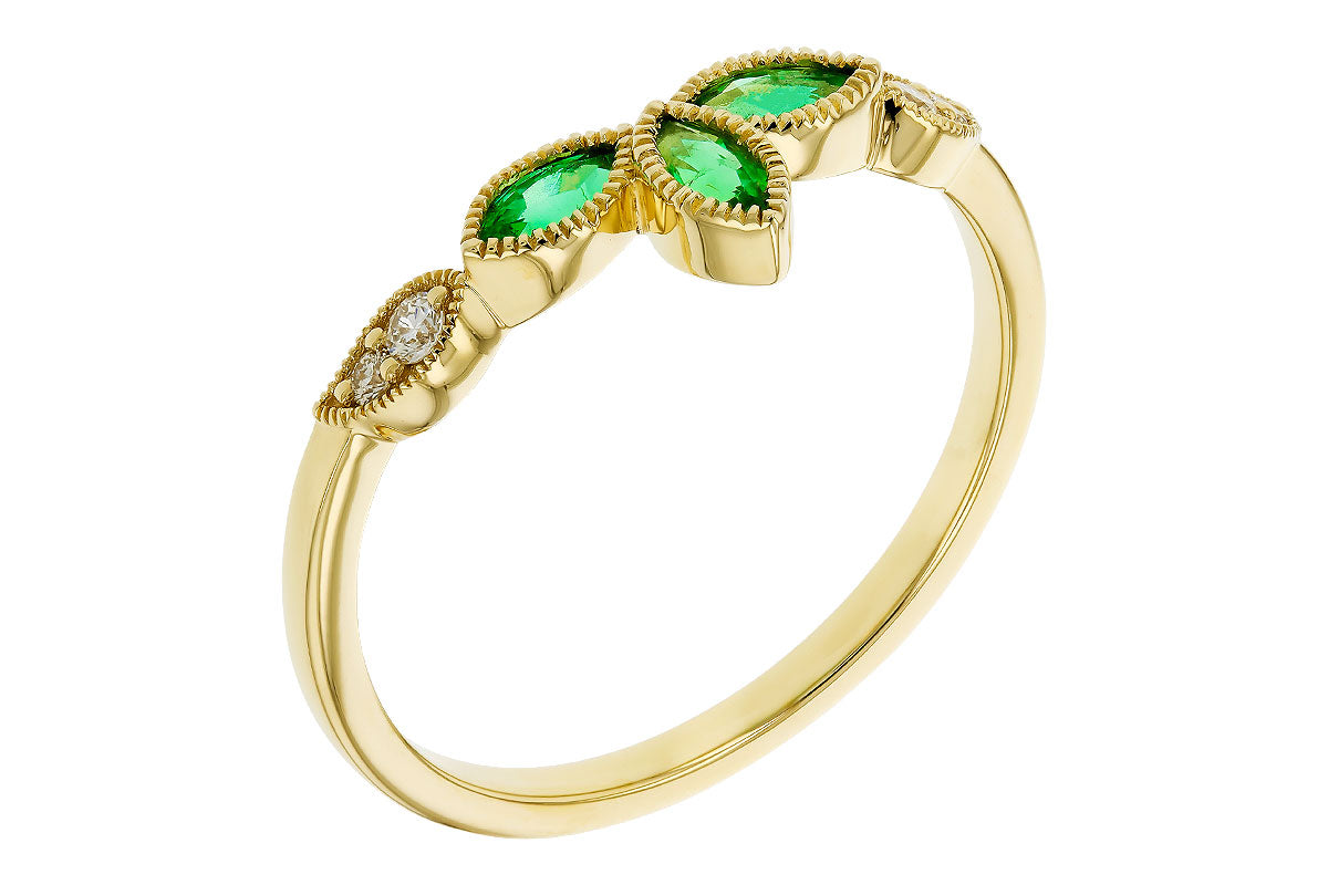 Allison Kaufman Emerald & Diamond Band Enhancer in 14K Yellow Gold, 0.28 ctw, alternate view