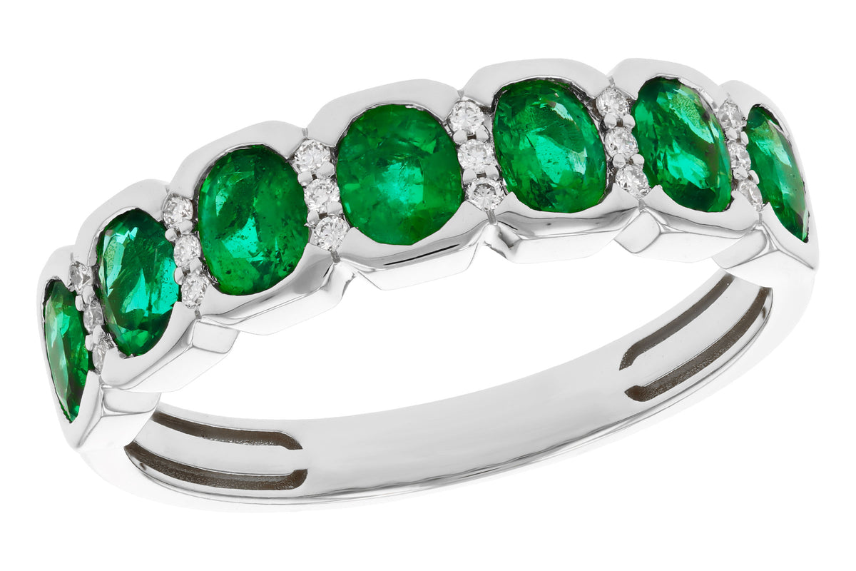 Allison Kaufman Emerald & Diamond Wedding Band in 14K White Gold, 1.22 ctw