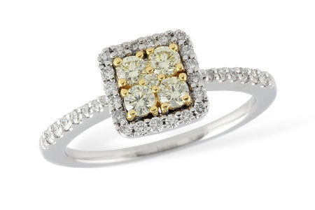 Allison Kaufman Yellow Diamond Ring in 14K Two-Tone Gold, 0.52 ctw