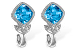 Allison Kaufman Blue Topaz & Diamond Earrings in 14K White Gold, 2.14 ctw (X19260)