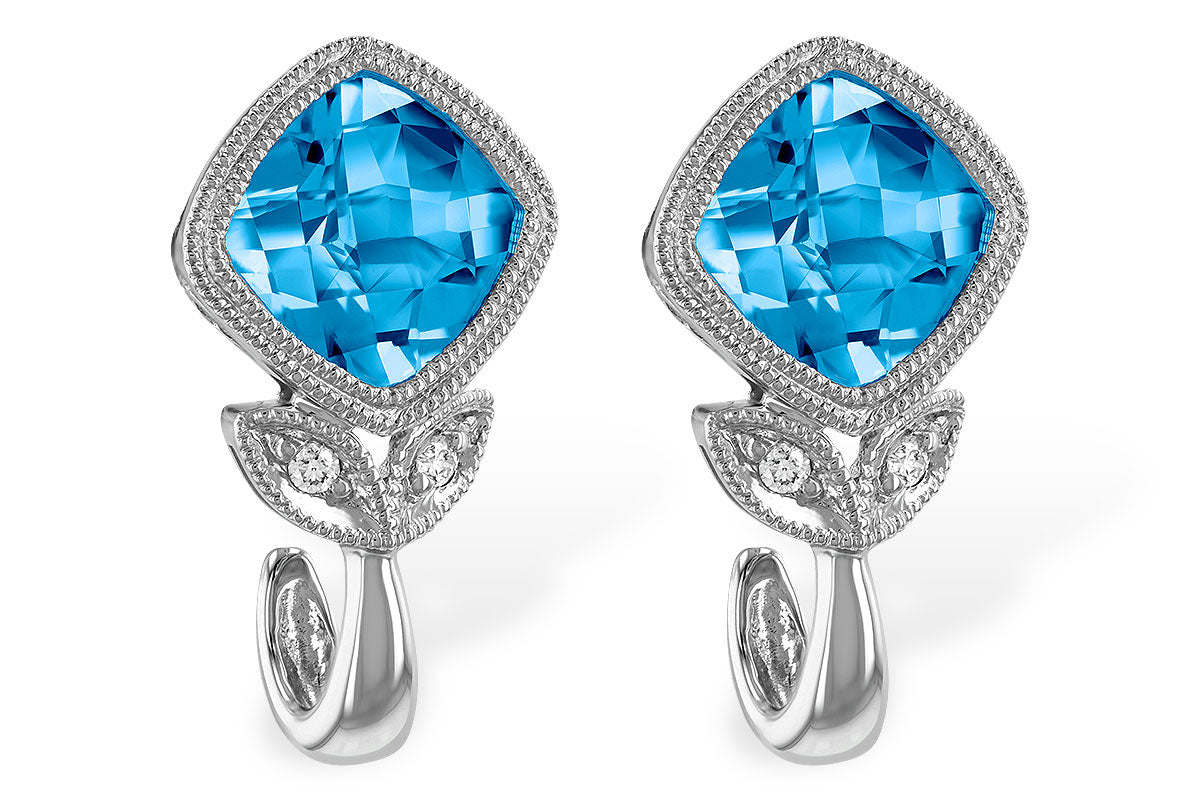 Allison Kaufman Blue Topaz & Diamond Earrings in 14K White Gold, 2.14 ctw (X19260)