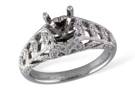 Allison Kaufman Diamond Engagement Ring Semi-Mount in 14K White Gold, 0.24 ctw (L7423)