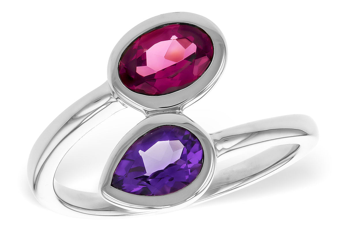 Allison Kaufman Garnet & Amethyst Ring in 14K White Gold, 1.48 ctw